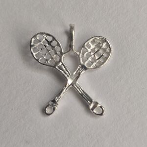 Sterling Silver Tennis Racket Pendant Charm